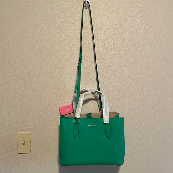 ❌SOLD❌ NWTs Kate Spade Leather Harper Satchel Fall Crossbody Bag Purse Snow Pea - Picture 5 of 15